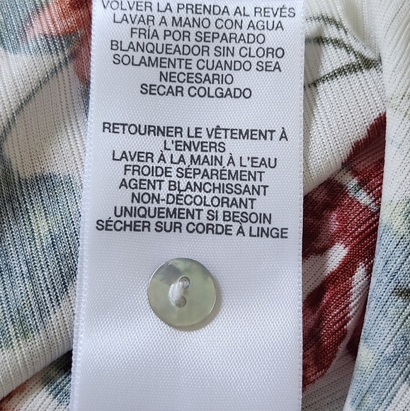 Emaline Petite Floral Print Button-Down Ruched Long Sleeved Blouse Size PS - Picture 7 of 10